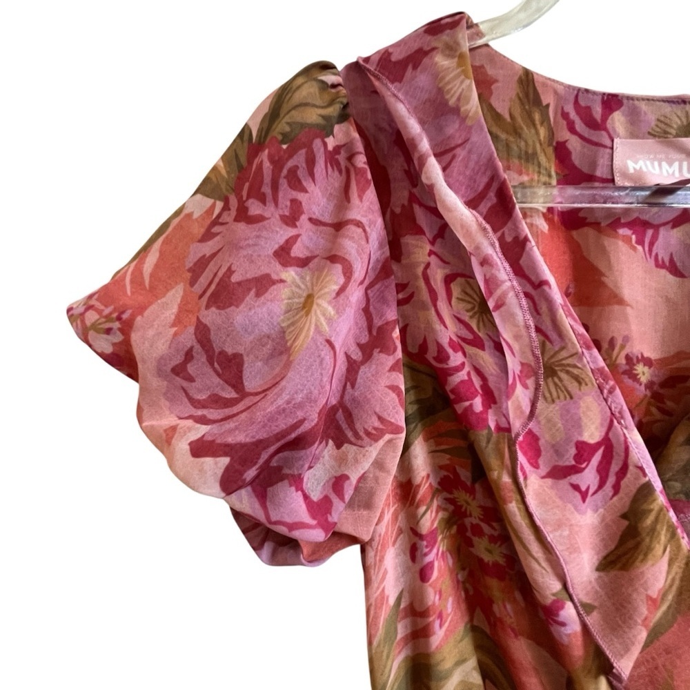 Show Me Your MuMu Verity Pink Floral Garden Party High Low Midi Dress SZ XS - Picture 8 of 14